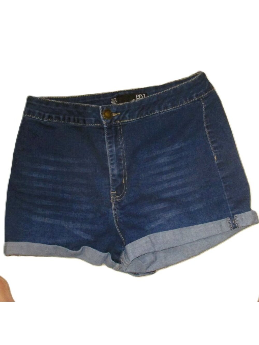 BBJ Los Angeles Womens 13/31 Denim Shorts Mid Rise Cuffed Hem Dark Wash       BD
